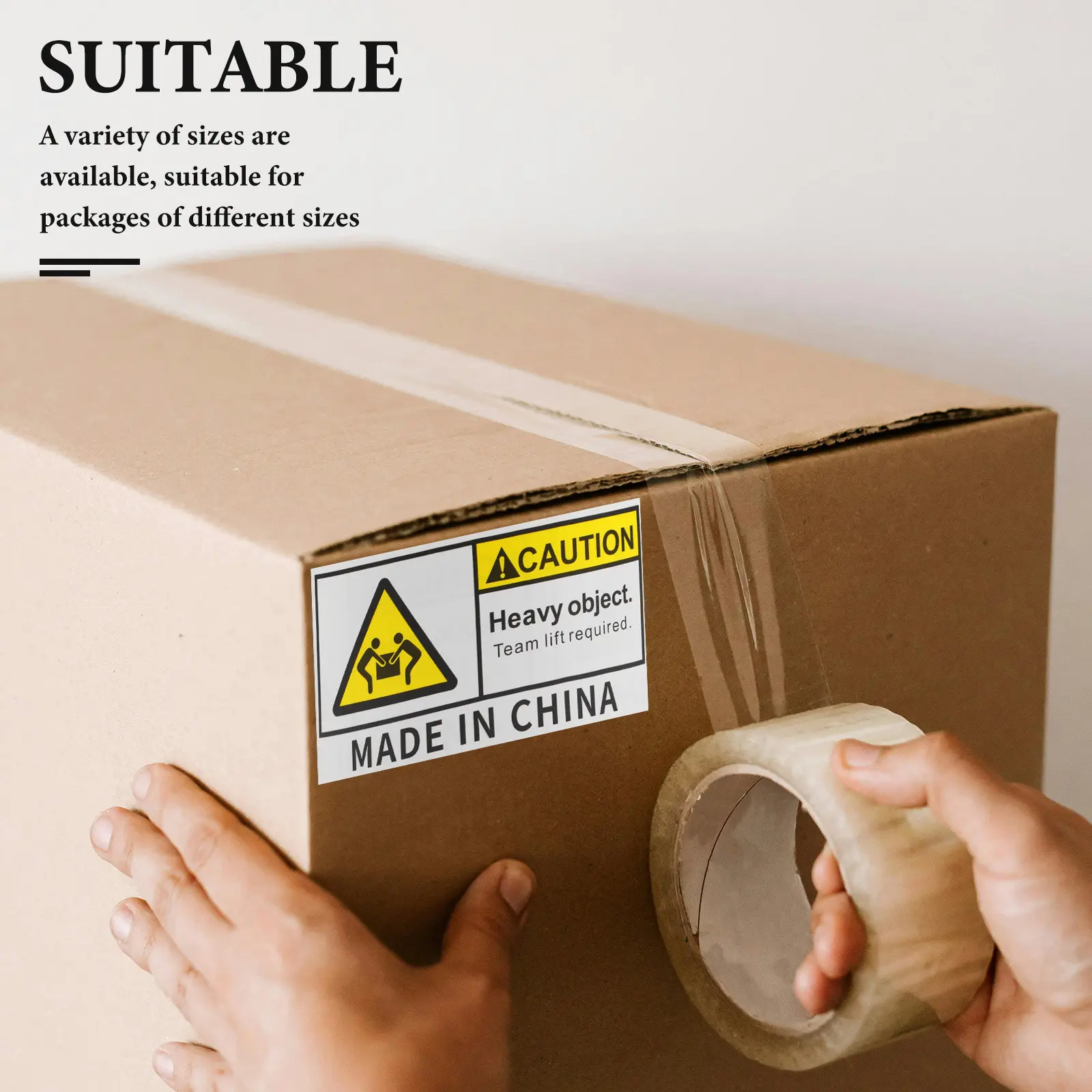 

500 Sheet Heavy Object Warning Labels Team Lift Required Caution Stickers Warehouse Shipping Moving Heavy Duty Adhesive