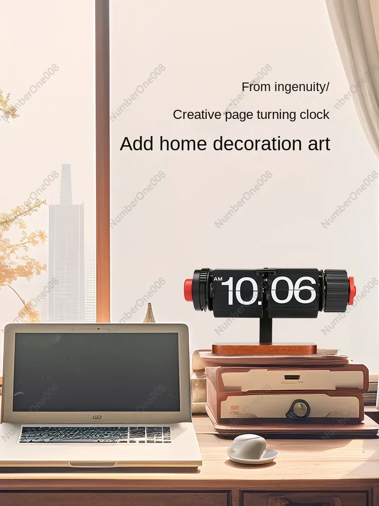 Simple Modern Light Luxury Flip Alarm Clock Desktop Automatic Machinery Industrial Style Home Decoration Personalized Flip Clock