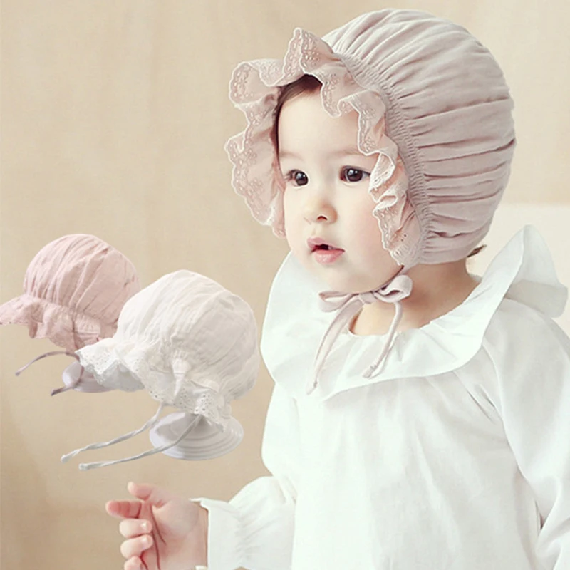 

Кружевная шапочка для новорожденных, милая хлопковая детская шапочка для девочек, шапочка принцессы для малышей, летняя солнцезащитная шапочка для девочек, подарок