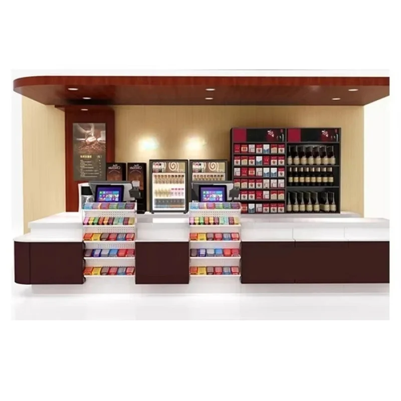 

(Депозит за предзаказ) Деревянный кассовый стол для розничных магазинов и продуктовых лавок с индивидуальным дизайном и возможностью индивидуального заказа