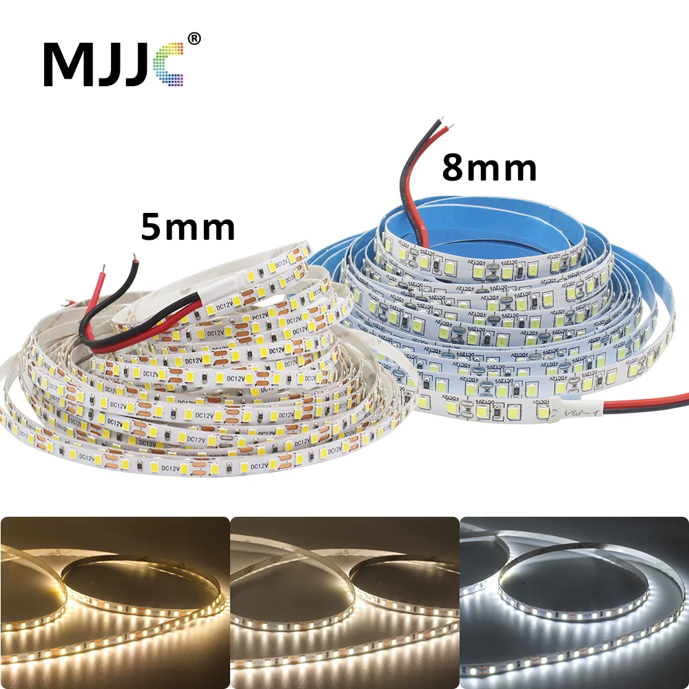 

12V SMD2835 LED Strip Light 120LEDs/m Tape Ribbon Natural White/Warm White/Cold White 5mm 10M 8mm 5M Linear Lighting Home Lamp