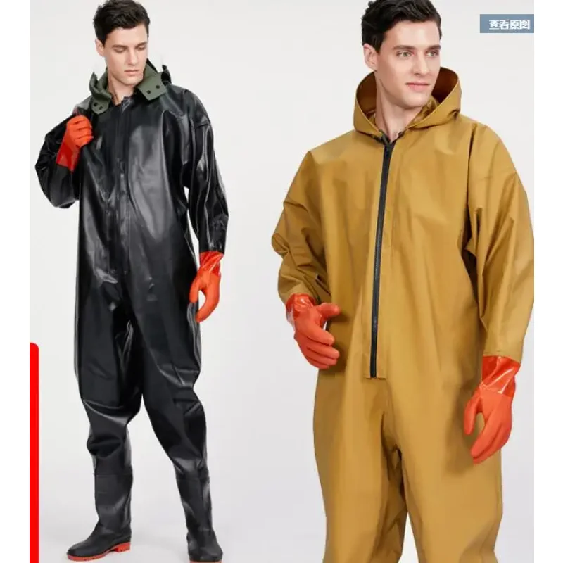 Cover Body Thickened Men's Jumpsuit Waterproof Rainproof Trousers Marine Fishing Work