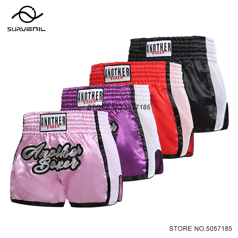 

Muay Thai Shorts Boxing Shorts Men Women Child Breathable Martial Arts MMA Uniform Gym Fighting Kickboxing Shorts Pink Purple