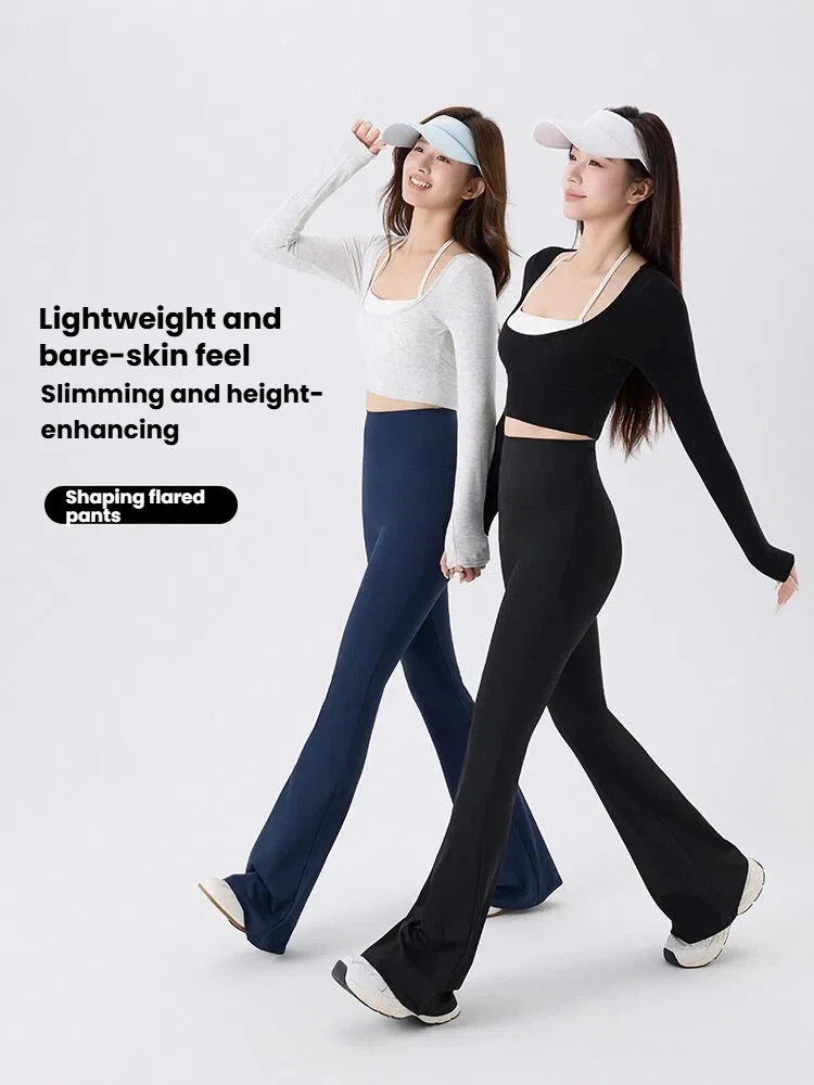 Leggings d'été pour femmes, taille haute, évasés, effet ventre plat, coupe bootcut, avec poches, pour le yoga et la gym, pour femmes de grande taille, petites et minces, pantalons de sport
