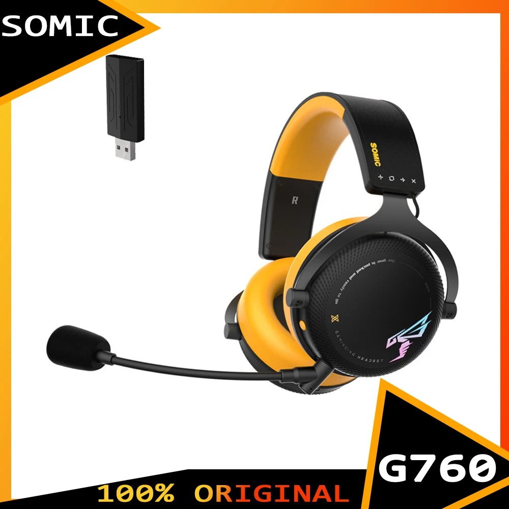Наушники Somic G760 с микрофоном для киберспорта, геймера, Bluetooth, беспроводные наушники с шумоподавлением, складные игровые наушники на заказ