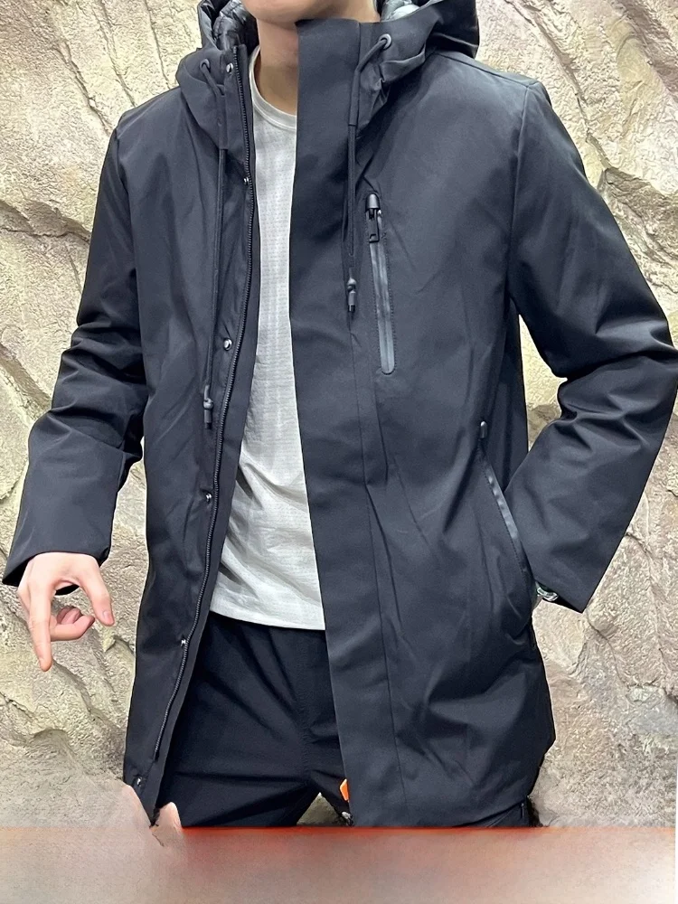 

High-End Du down Jaet Men's Outdoor Commuter Mid-Length Winter New Busin Sle Warm Thiened Polyester Fiber Zipper