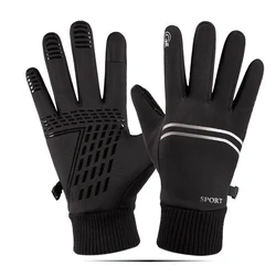 Warm Gloves Men Motorcycle Winter Water-Repellent Touch-Screen Gloves Camping Reflective Strip Non-slip Sports Cycling Gloves