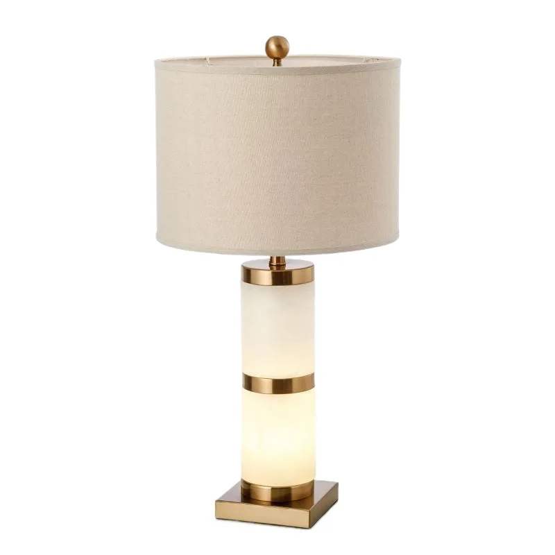 

Modern high-end hotel bed and breakfast bedside table lamp, cloth cover lamp, natural marble
