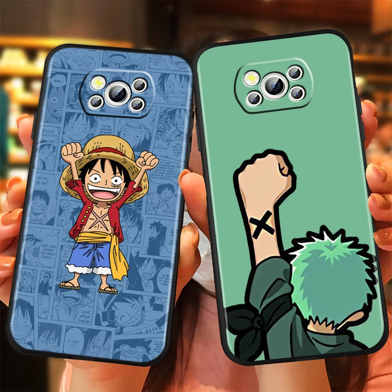 Cartoon One Piece Anime For Xiaomi Mi Poco F5 F4 F3 X6 X5 X4 X3 M6 M5 M5S M4 M3 C65 Pro GT NFC 5G Black Back Phone Case