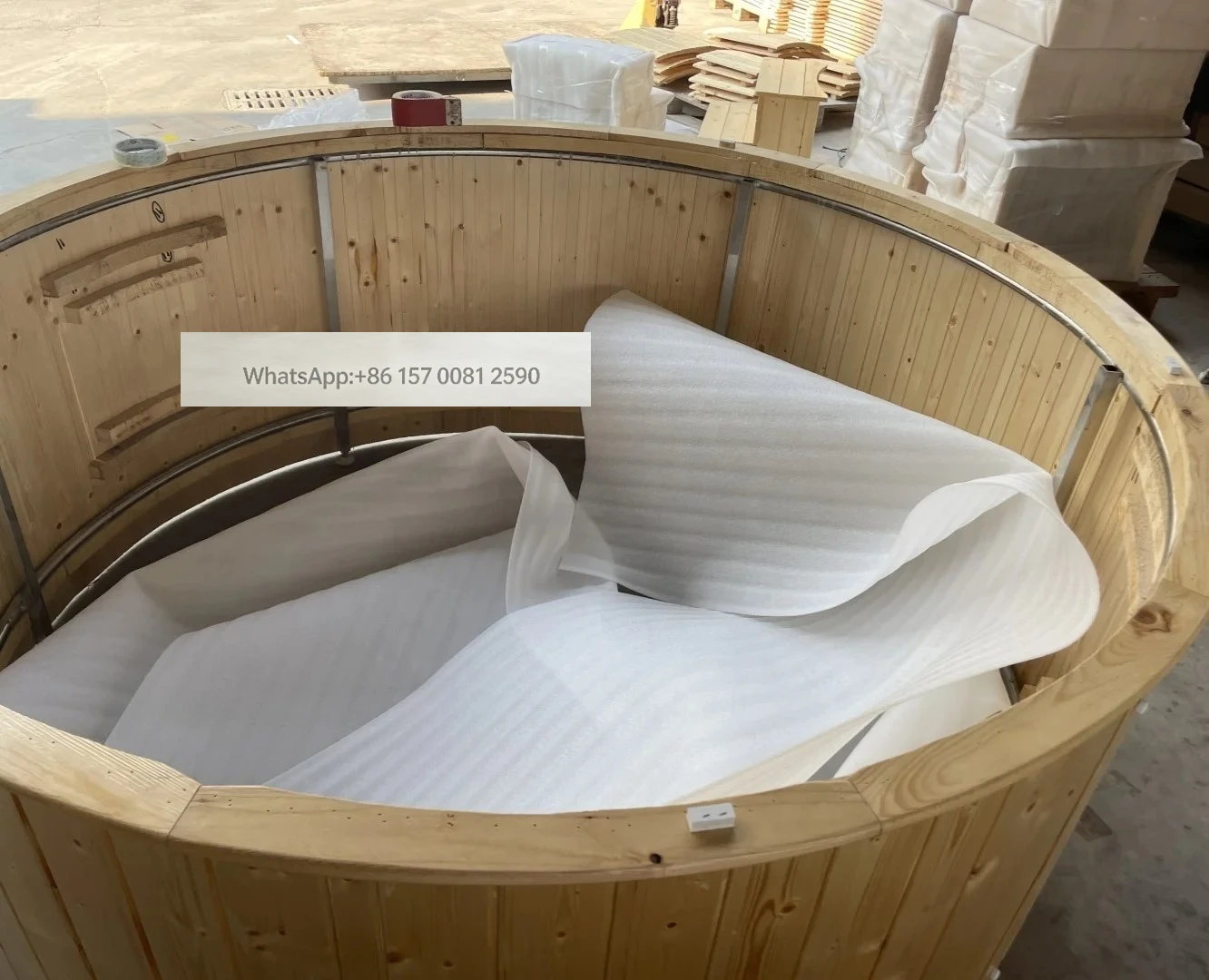 

Hot Sale 2026 Round Outdoor SPA Bath Tub Modern Wooden ABS Soaking Spa Bathtub
