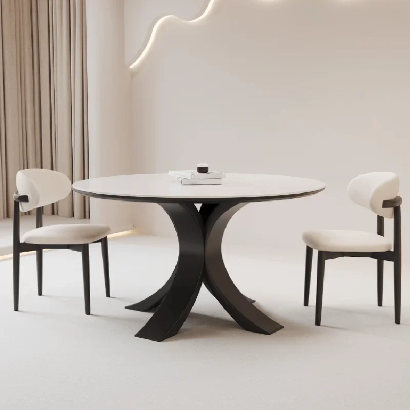 

Wood Slate Dining Table Round Modern Simple Light Luxury Italian Minimalist Turntable Round Table Comedor Garden Furniture Sets