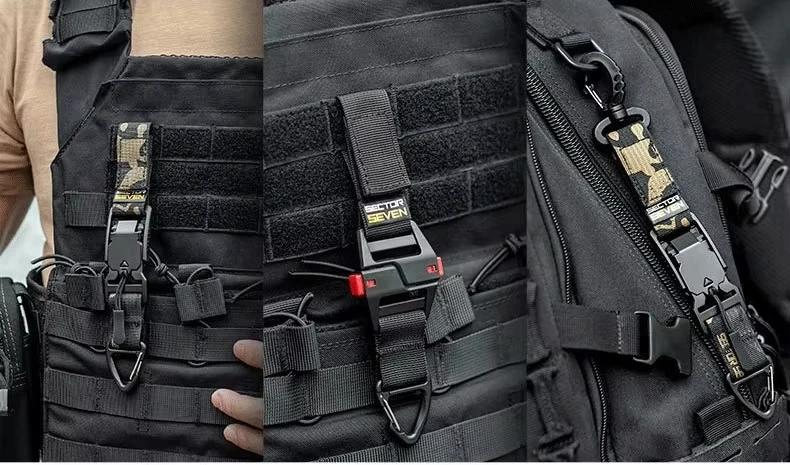 Taktische Dreieck-Schnellverschluss-Schnalle Einzelhaken EDC Schlüsselanhänger Mehrzweck-Outdoor-Camping-Überlebensgürtel Hängezubehör – Detail 6