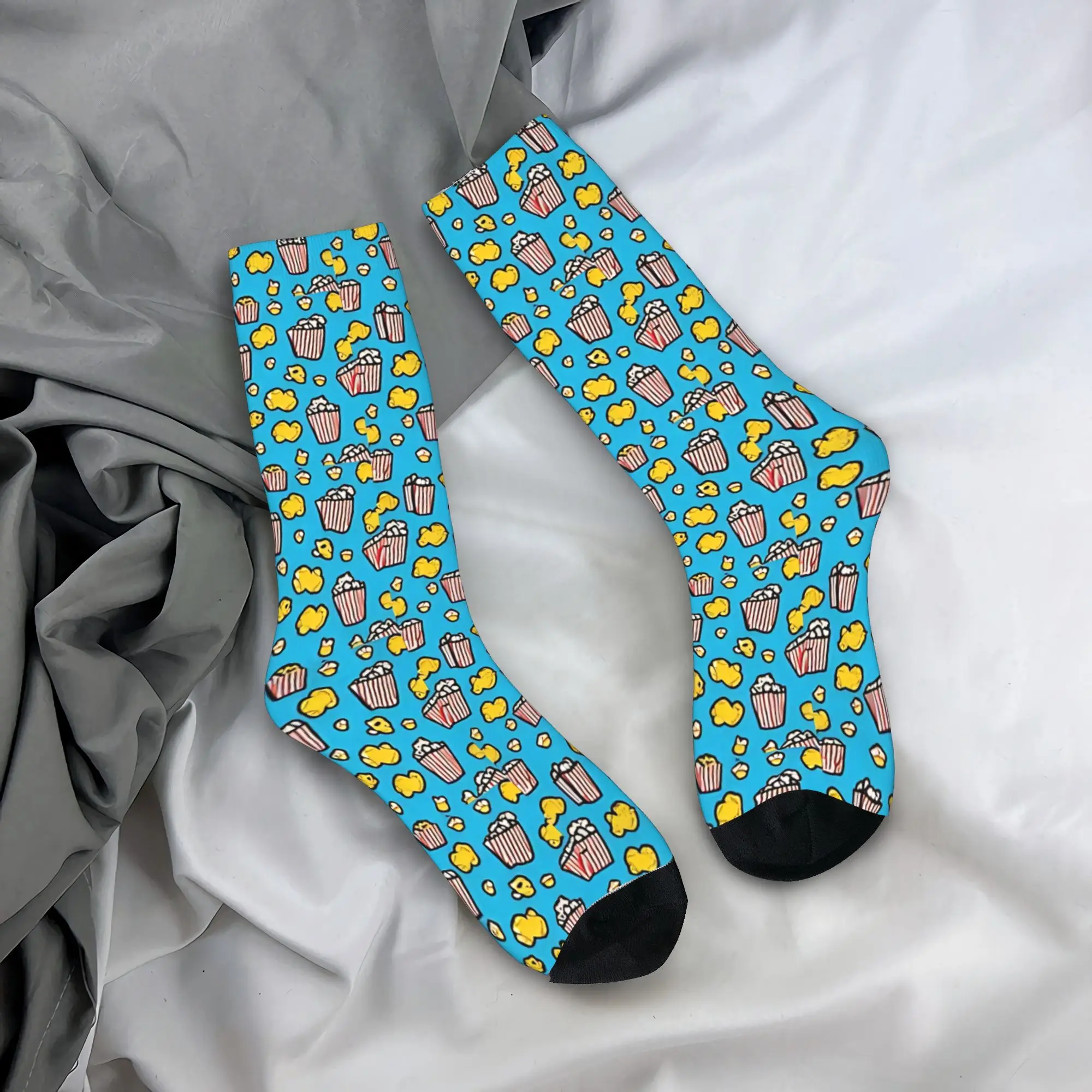 Popcorn Frenzy Popcorn Power! Stockings Men  Socks Medium Soft Harajuku Socks Winter Running Non Skid Graphic Socks Gift