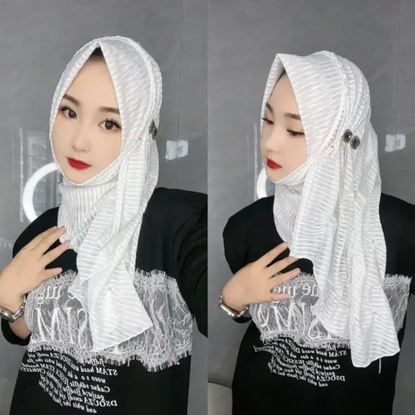 Autumn Airy Muslim Wraps Instant Shawls Hijab Hats