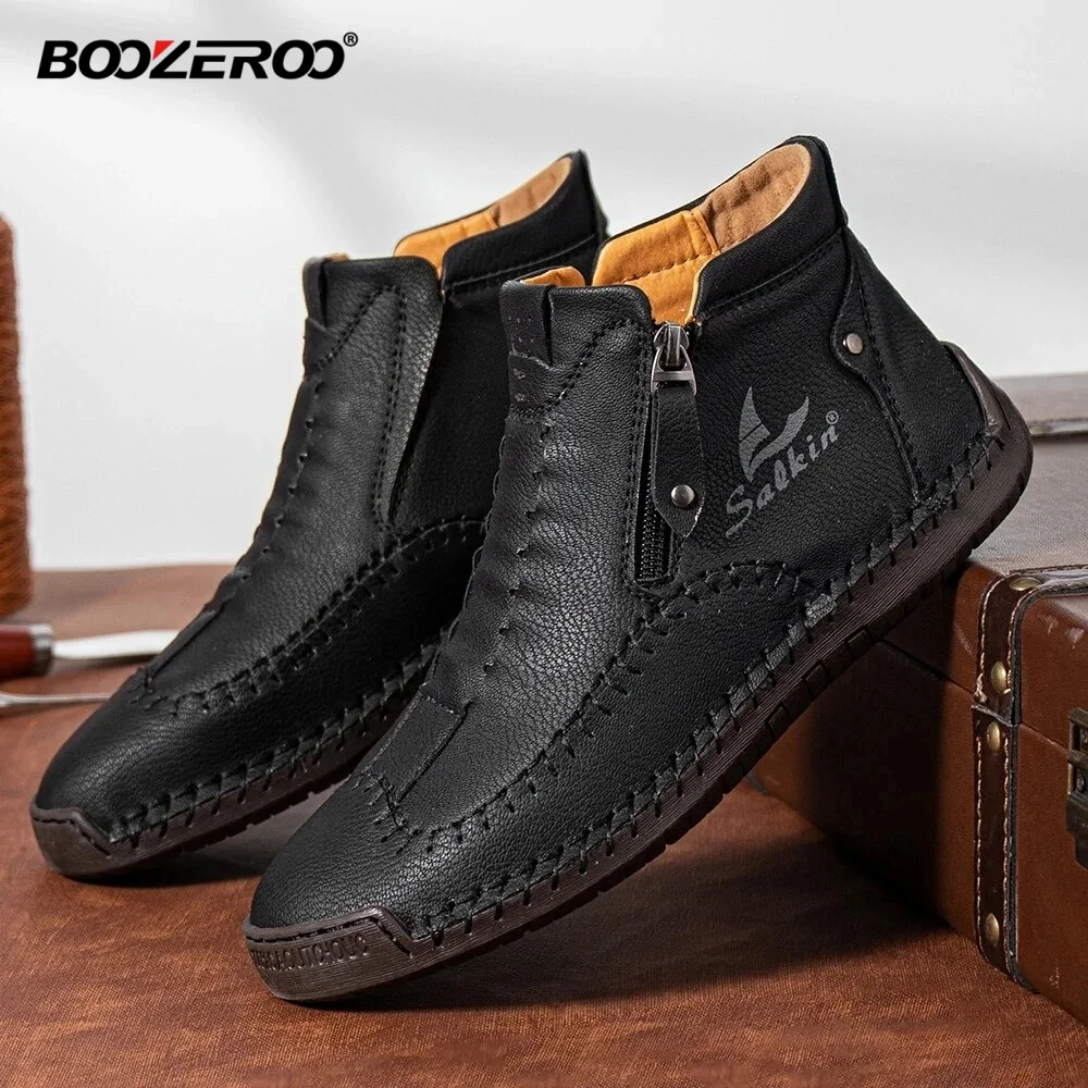 BOOZEROO  Zipper Casual Shoes Fashionable and Comfortable Men's Flats