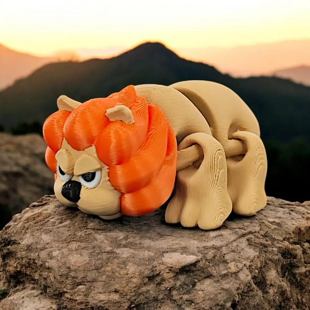 Decorazioni leone Giunti mobili Ornamento leone Cartone animato Artigianato Modello leone stampato in 3D Figurina realistica Leone stampato in 3D