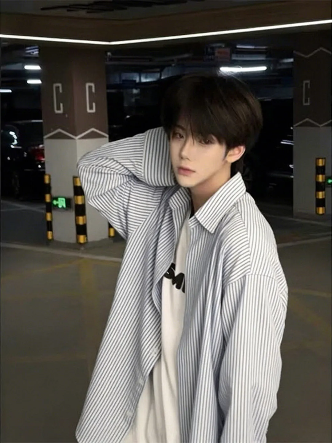 

Casual Striped Long Sve Men's irt Thin Outerwear Spring Faionable Cleanfit Premium Feeling Korean Sle American Leisure