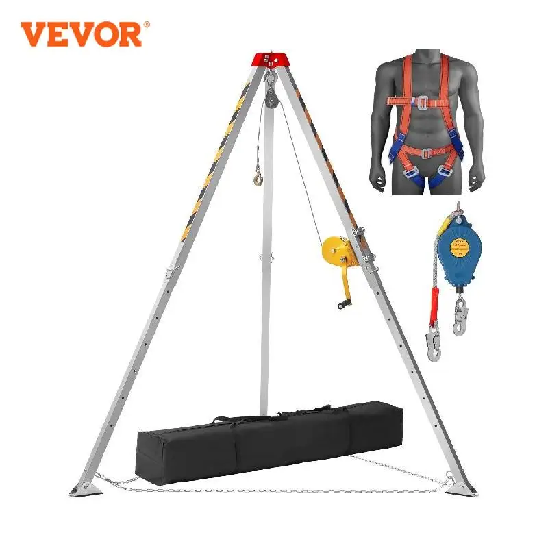 VEVOR Confined Space Tripod Kit 1200 lbs Winch, Confined Space Tripod 7Legs and 98 Cable Confined Space Rescue Tripod