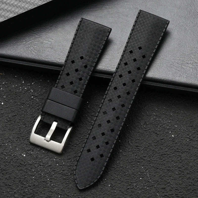 Watch Rubber Strap 20mm Premium Soft Comfortable Skin Friendly with Pin Buckle Universal Watch Band Men\'s Replacement Watchband