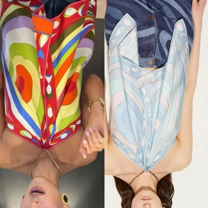 

Европа/Америка. Весна/Лето. Новая модель. Топы из шифона с принтом, глубоким вырезом и открытыми плечами, свободного кроя, для пляжных вечеринок.