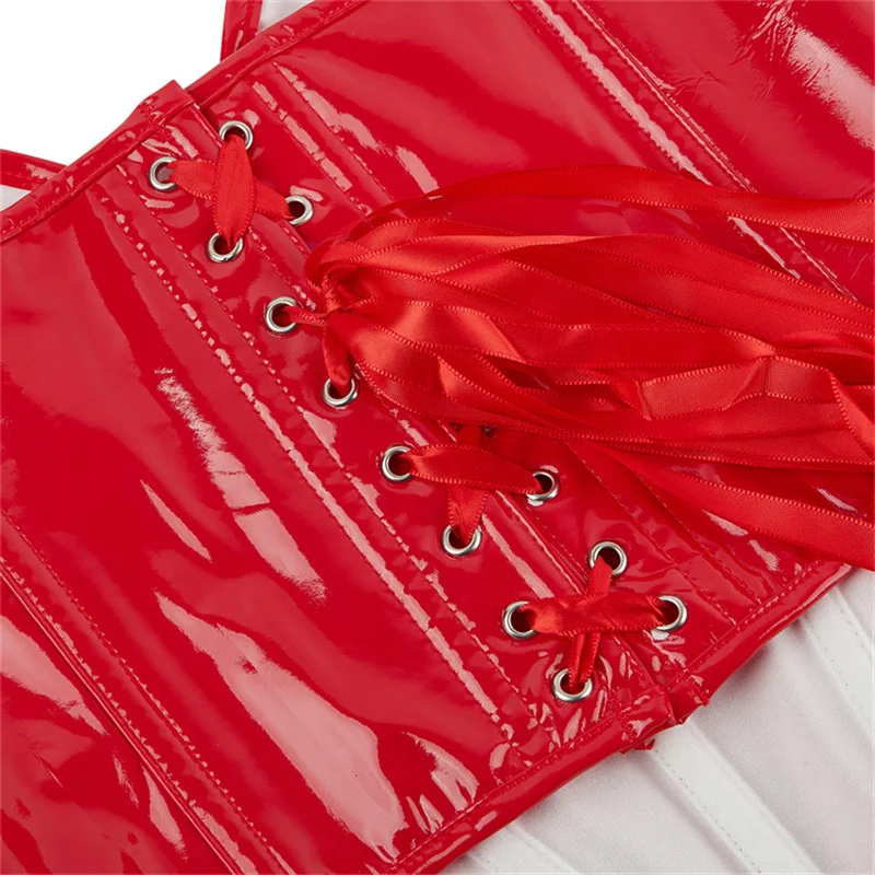 Women Fashion PVC Leather Corset Bustier Crop Tops Gothic Corselet