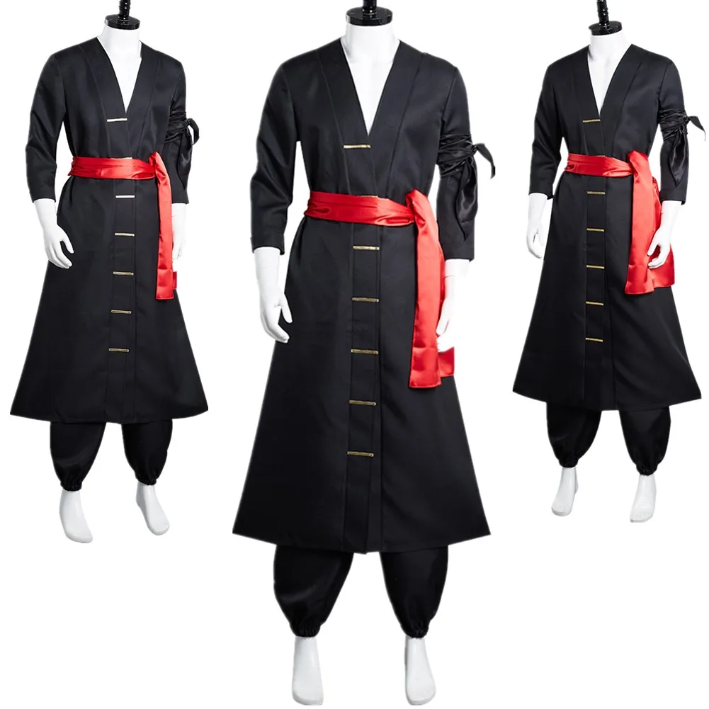 Roronoa Zoro Cosplay Costume Halloween Wano Country  Cosplay Costume TV Role Play Kimono Black Clothes Outfits Carnival Suit