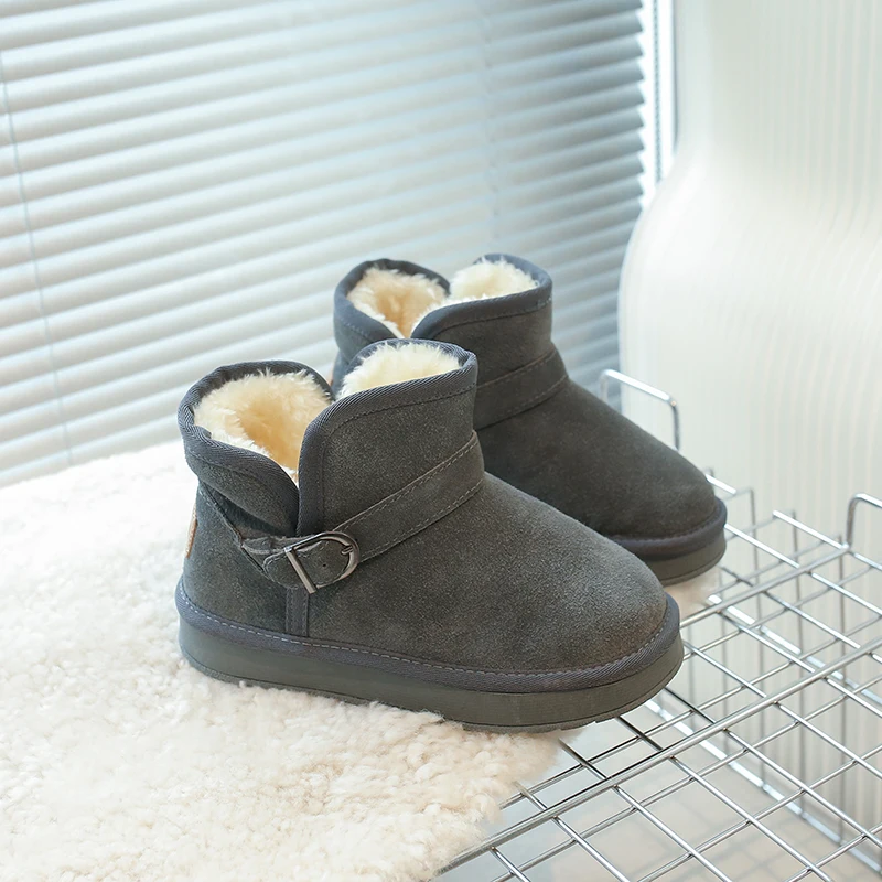 الأطفال أحذية الثلوج الشتاء لطيف دافئ موضة المضادة للانزلاق أحذية أطفال بنين بنات الترفيه سميكة الفراء منصة شقة قصيرة التمهيد أحذية رياضية #3