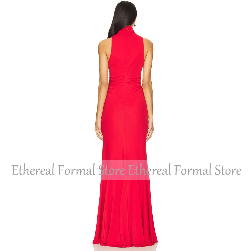 Modern Red Evening Dress For Wedding  Mermaid Slit Women's Evening Gown  Sleeveless Floor Length Long Simple Formal Dresses2025
