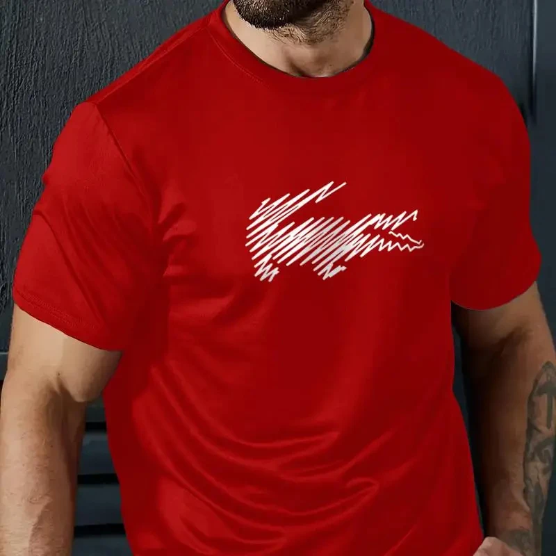 Camiseta de manga corta con estampado de rayas para hombre, camisetas informales de verano, ropa de calle de gran tamaño, Color sólido, moda para