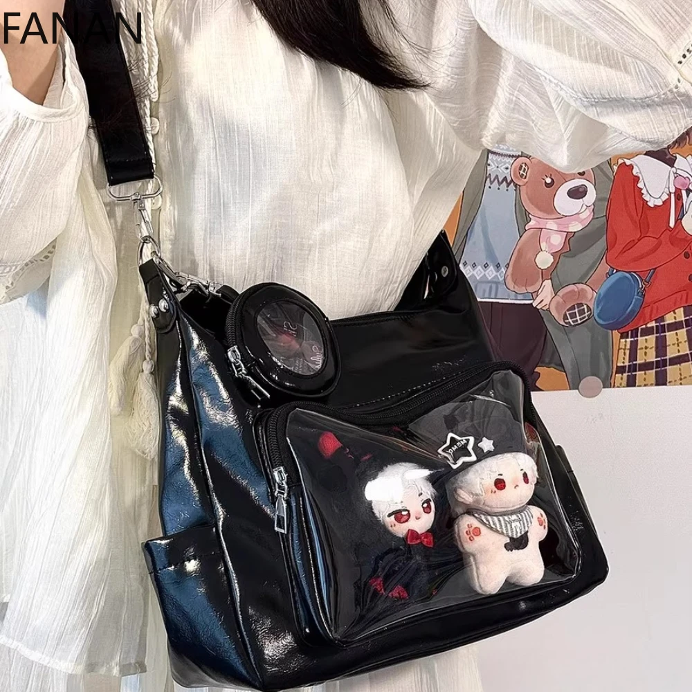 Japanese Harajuku Ita Bag for Women PU Transparent Pocket Itabag Bolsos Girls Uniform JK Crossbody Shoulder Bag Handbags