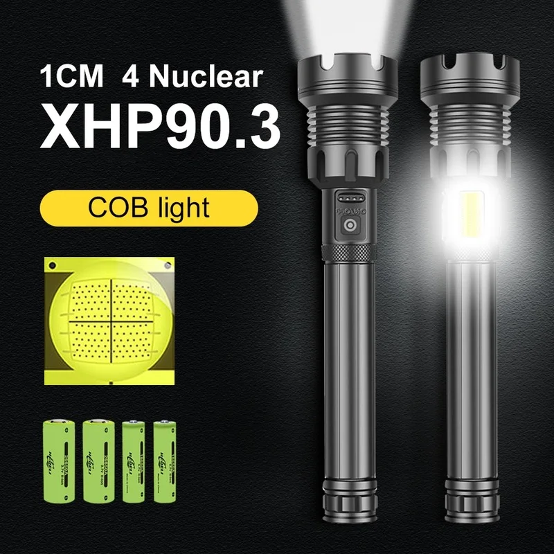 400000 Lumens XHP90.3 Most Powerful Led Flashlight 18650 26650 Battery Rechargeable Tactical Flashlights Torch