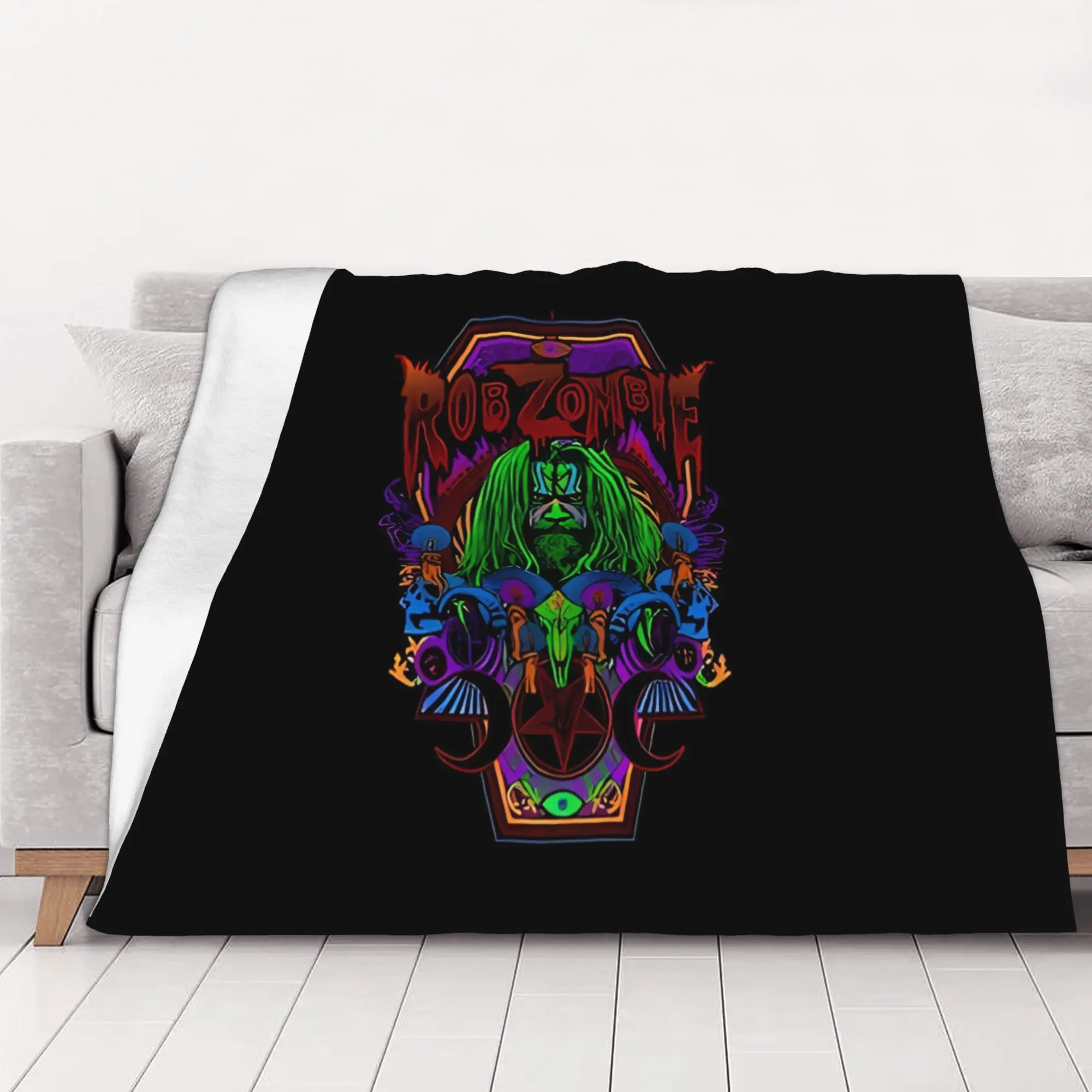 1PC  Room Decor Man Movie Horror Music 90S  Halloween Blanket Throw Blanket New the robzombie Novelty Warm Blanket All Season
