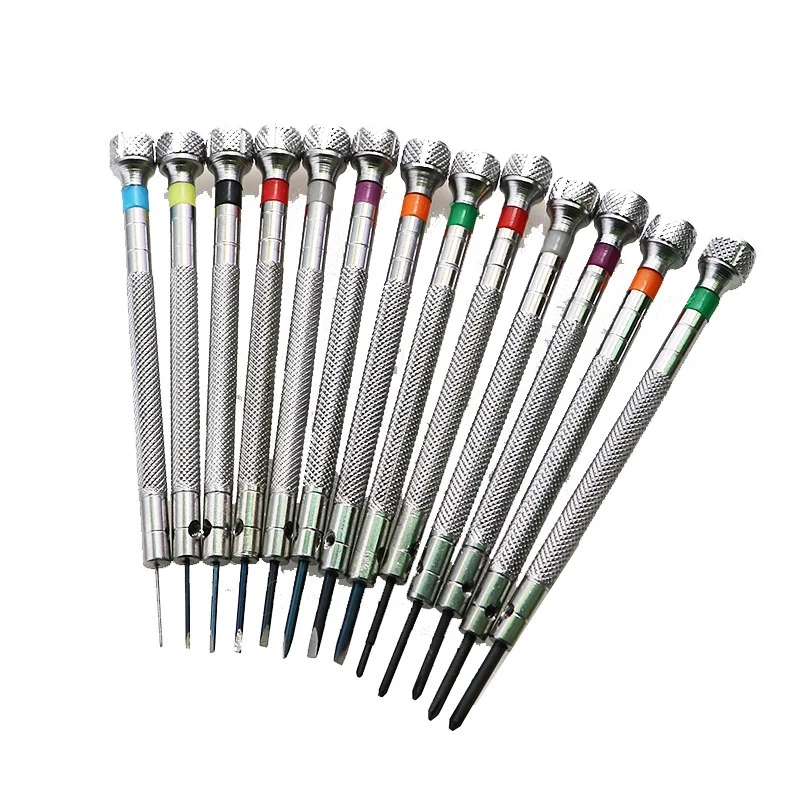 13Pcs 0.6Mm-2.0Mm Watchmakers Multifunctional Precision Screwdriver Set Watch Glasses Flat Blade Opening Repair Tool
