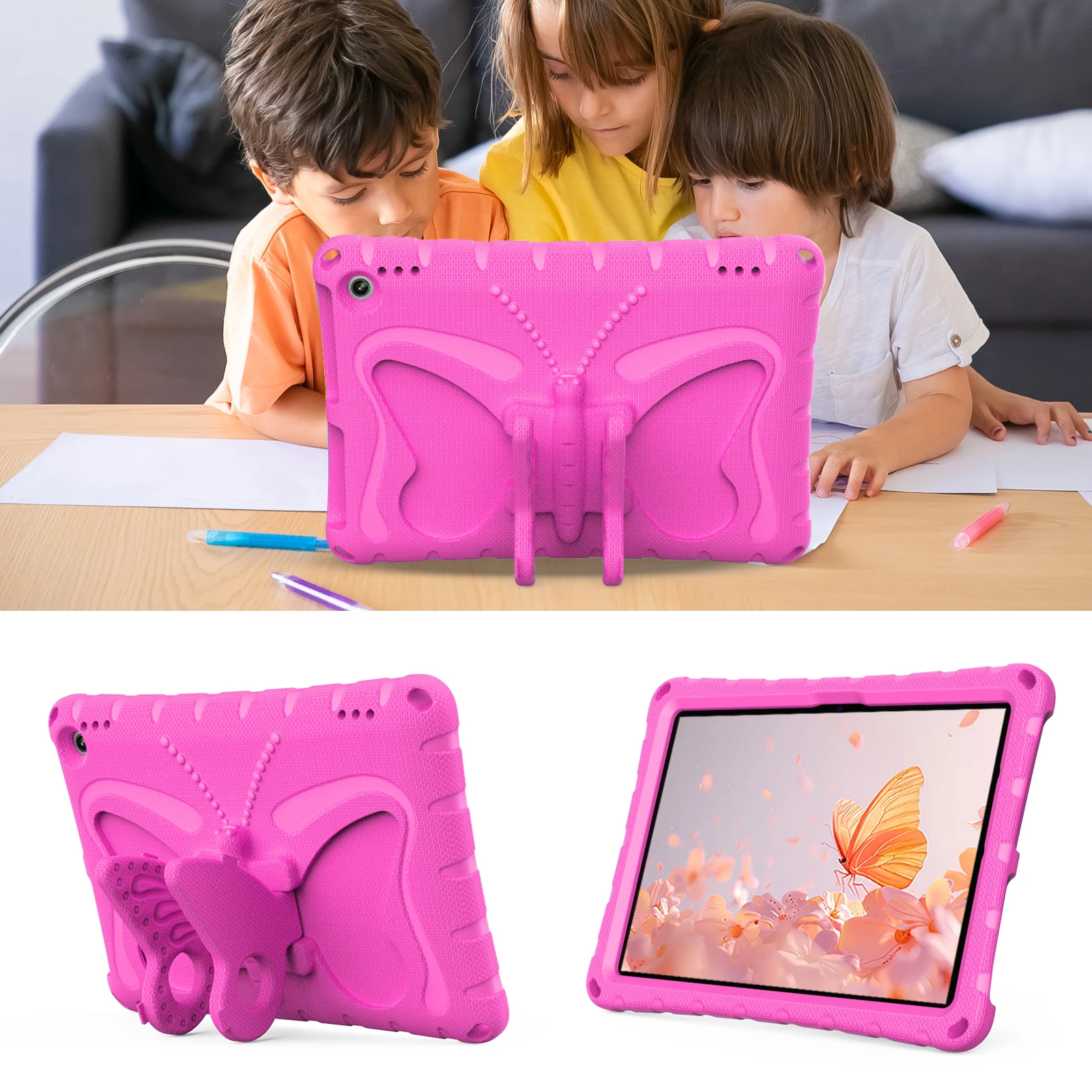 Etui na tablet Amazon Fire HD10 11th 13th 10.1 inch HD 10 Plus 2021 2023 EVA Case Kids Cartoon 3D Stand Big Butterfly Tablet Cover — zdjęcie produktu 6