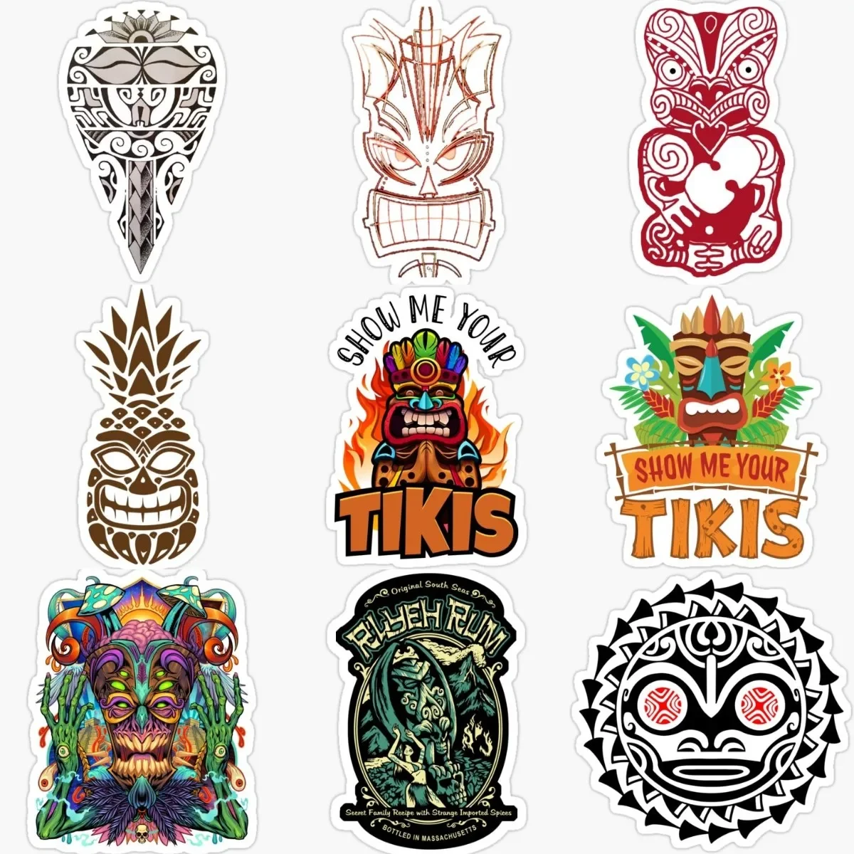 

Маска Тики, родной тотем, персонализированные водонепроницаемые наклейки из ПВХ, аксессуары для украшения автомобиля, фургона, стены, окна, холодильника, внедорожного стола