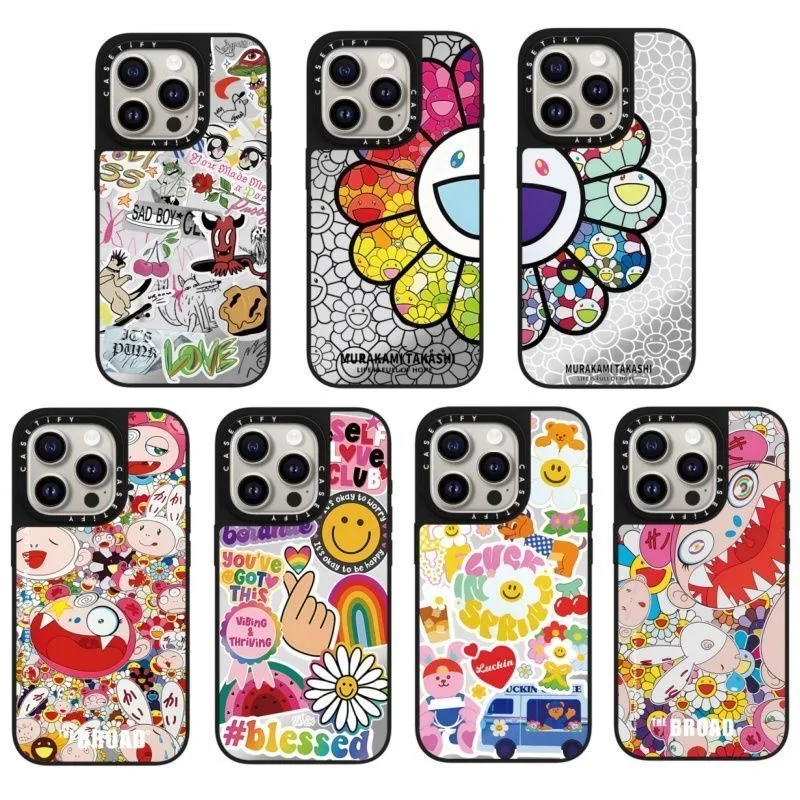 Colaboración con el sonriente de girasol de Takashi Murakami para iPhone 16 Pro Max, buen estado de ánimo del día de primavera Apple 15 14