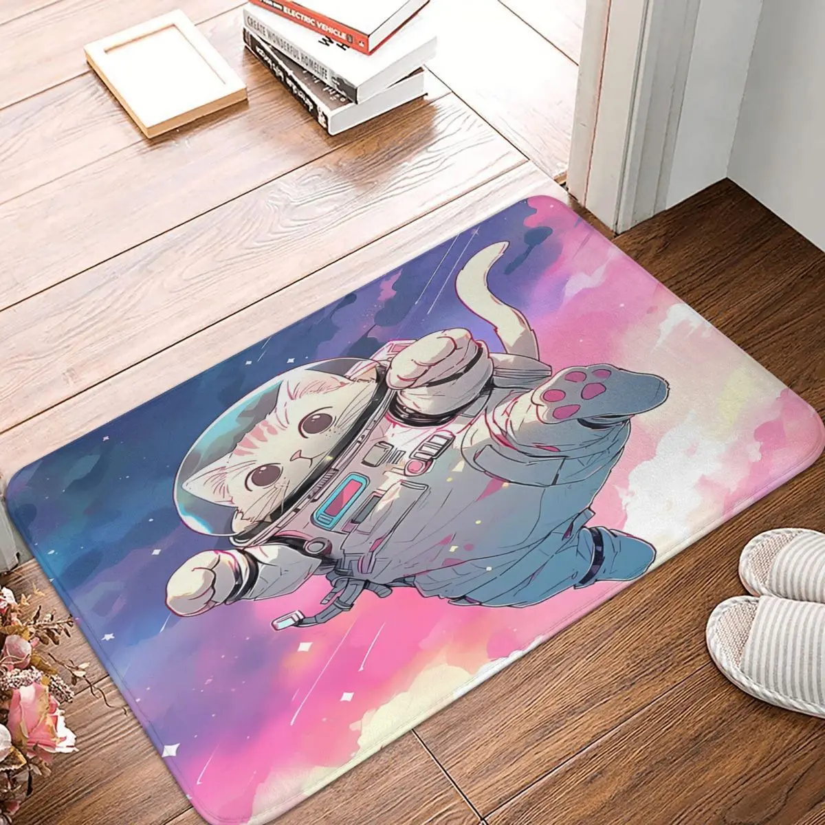 Cute Anime Style Cat In Space Suit 40x60cm Carpet Polyester Floor Mats Holiday Bathroom Gifts