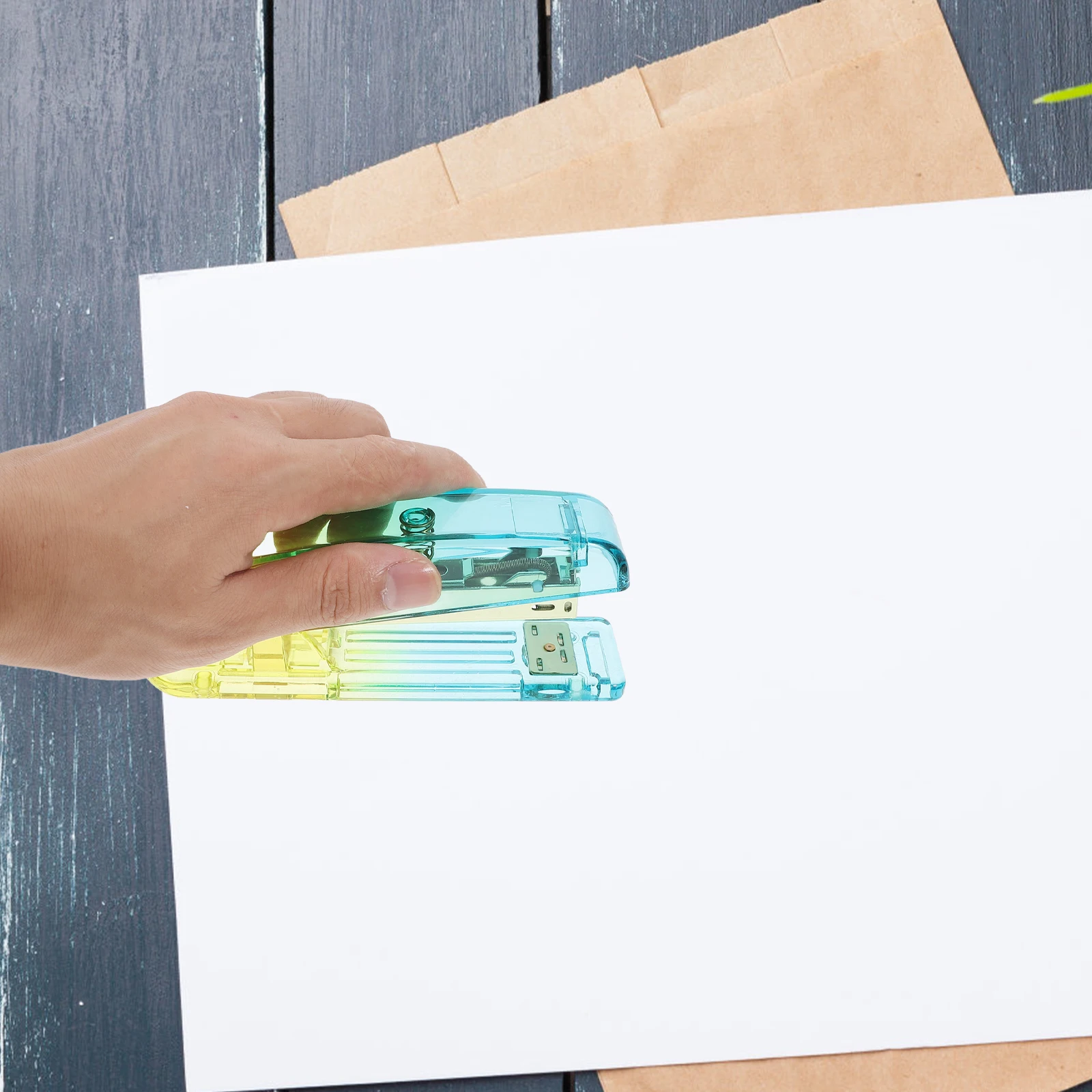 Blue Yellow Gradient Acrylic Desktop Office Large Capacity Hand Decorative Practical For Home Office Professional