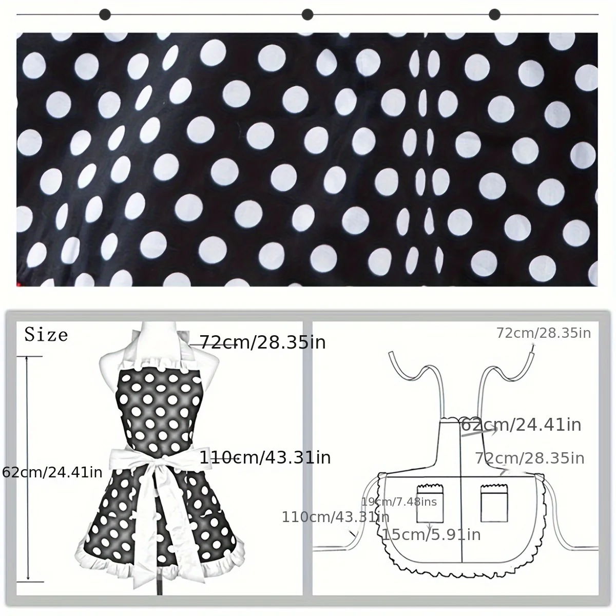 Cute apron retro polka dot apron ruffle retro cooking apron with pocket adjustable kitchen apron female chef Mother\'s Day gift