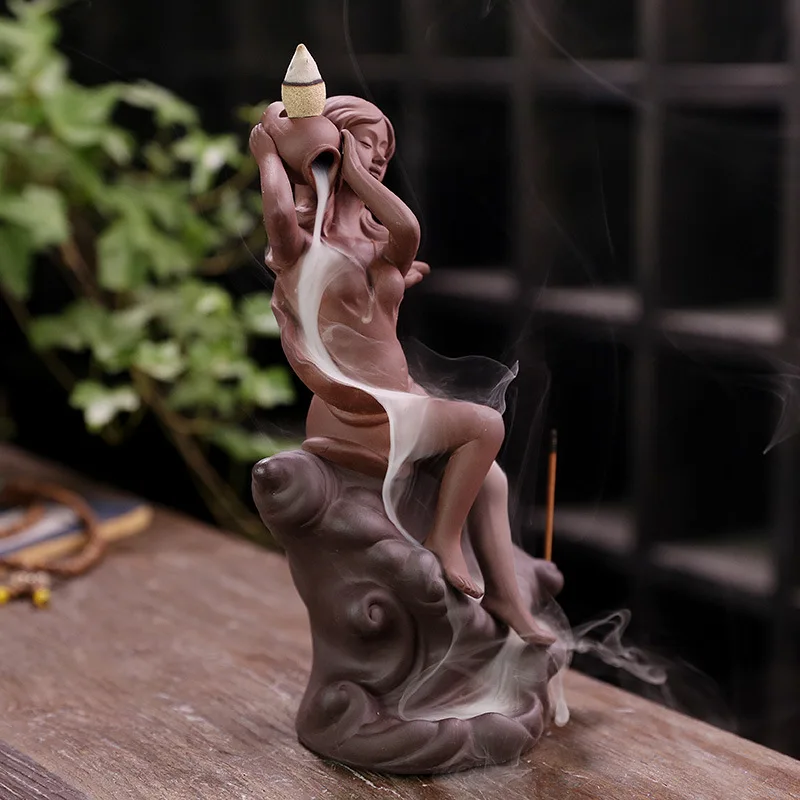 Handgefertigtes Weihrauchtablett aus Keramik mit Blumenfadenimitat – Aroma-Diffusor für Zuhause, Teestube, Lotusblatt-Basis, Buddha-Halle, Weihrauchbrenner – Detail 14