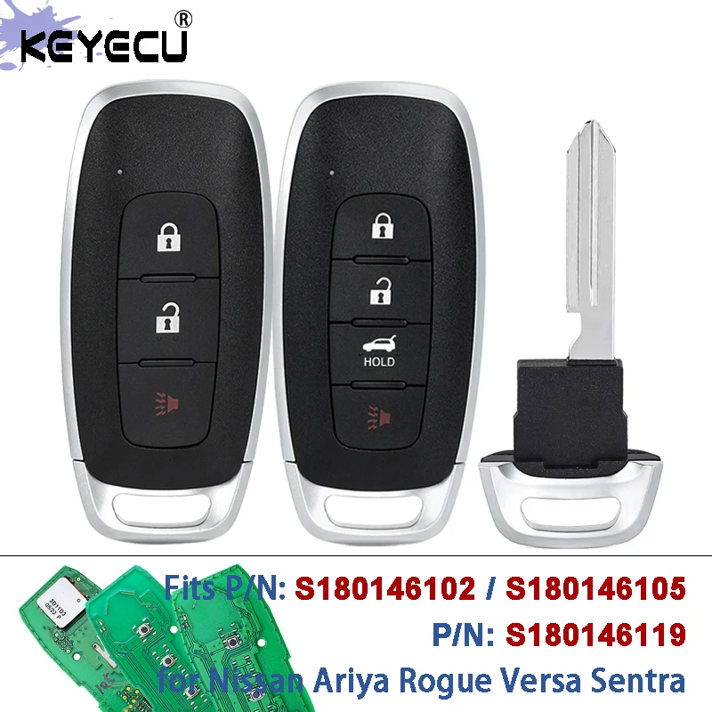 

KEYECU S180146102 S180146105 S180146119 KR5TXPZ1 433MHz 4A Chip Smart Remote Key Fob for Nissan Ariya Rogue Versa Sentra 2022+