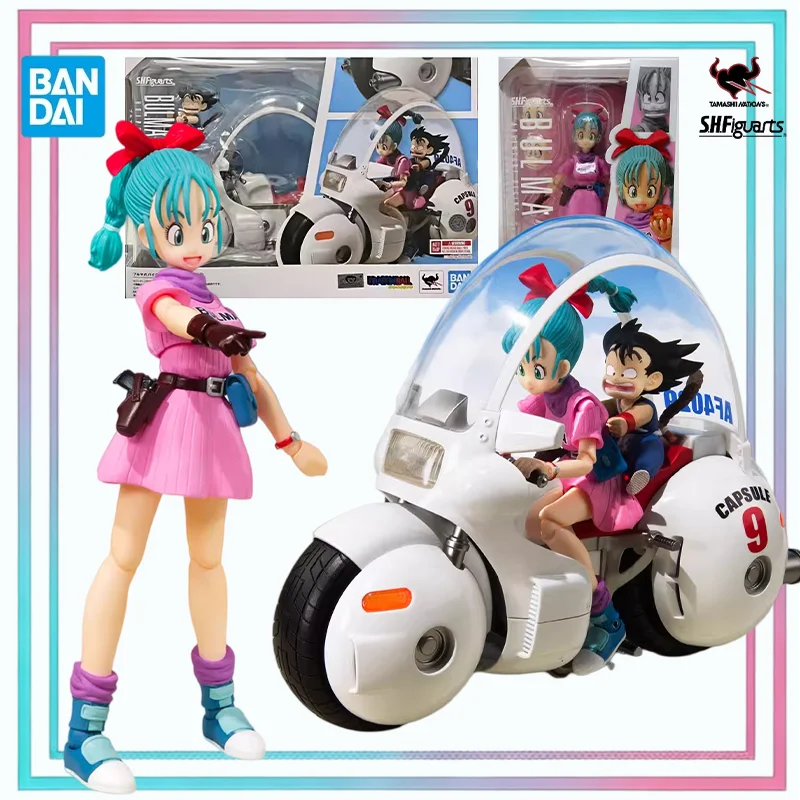 

Bandai Original S.H.Figuarts Dragon Ball Bulma with Motorcycle & NO.9 Son Goku Adventure Begins Action Figure Model Toy Gift