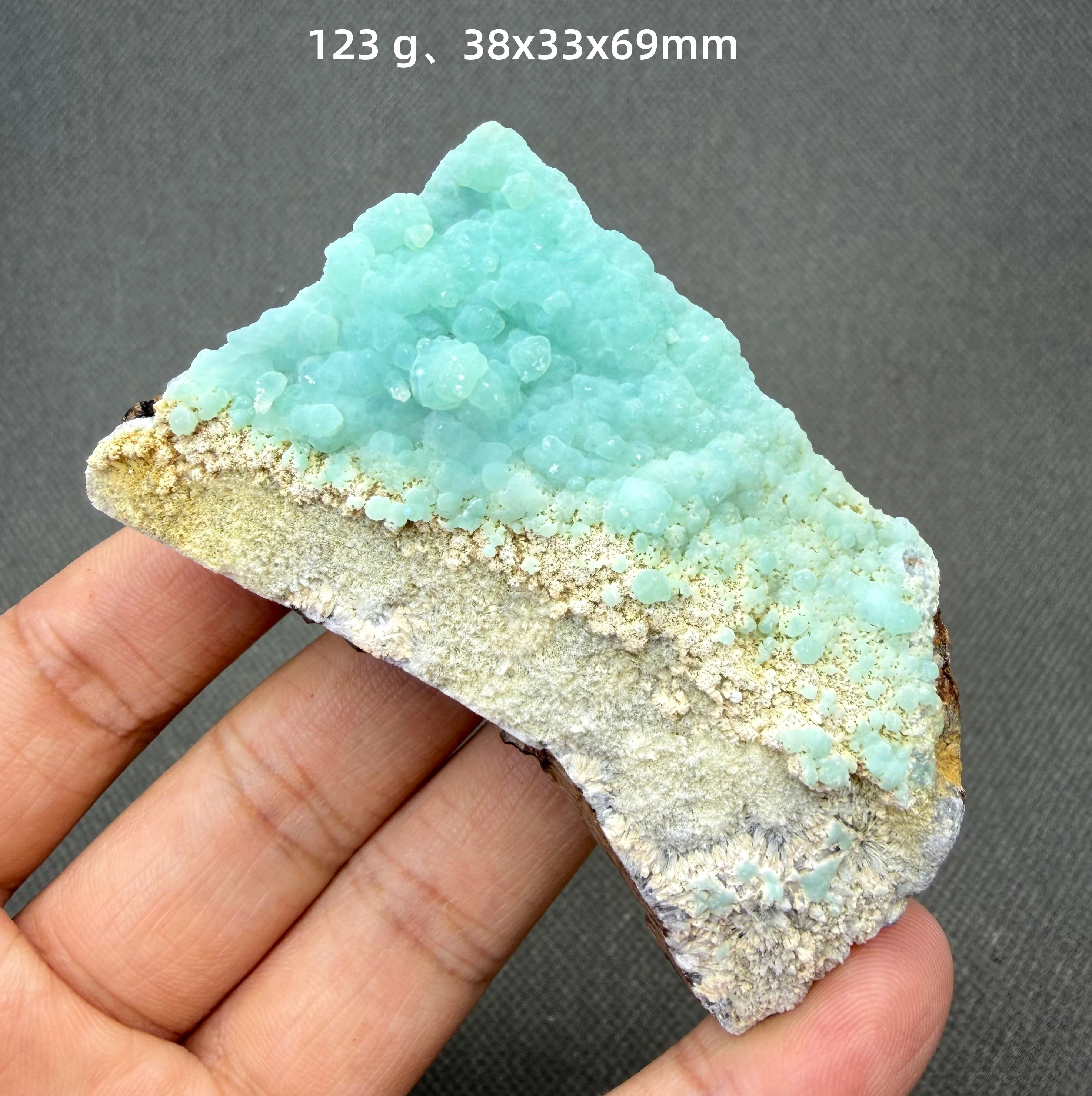 123 g Rare Hemimorphite associated with Acicular Blue Aragonite Botryoidal & Needle Crystal Mineral Specimen
