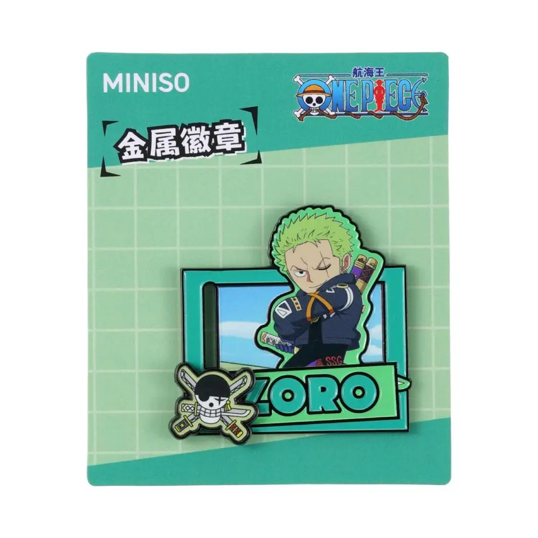 ONE PIECE Anime Sliding Metal Badge Collectible - Interactive Character Keychain for Fans, Durable Gift
