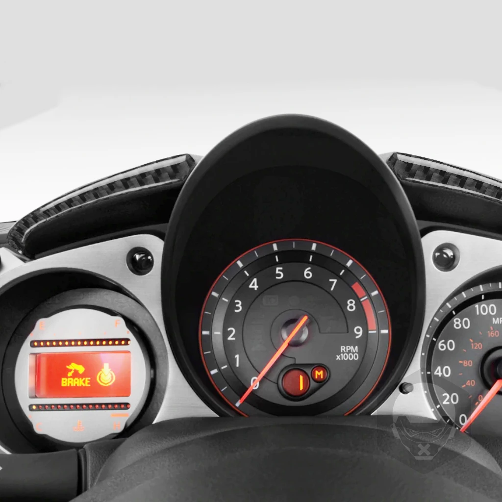 For Nissan 370Z Z34 2009-2024 Car Accessoires Carbon Fiber Dashboard Speedometer Frame Cover Trim Sticker Interior  Modification