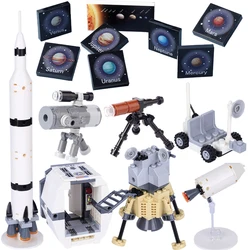MOC Space Capsule Rocket Building Blocks Kit Planet Telescope Saturn Moonbuggy Probe Spacecraft Bricks Toys Kids Gift
