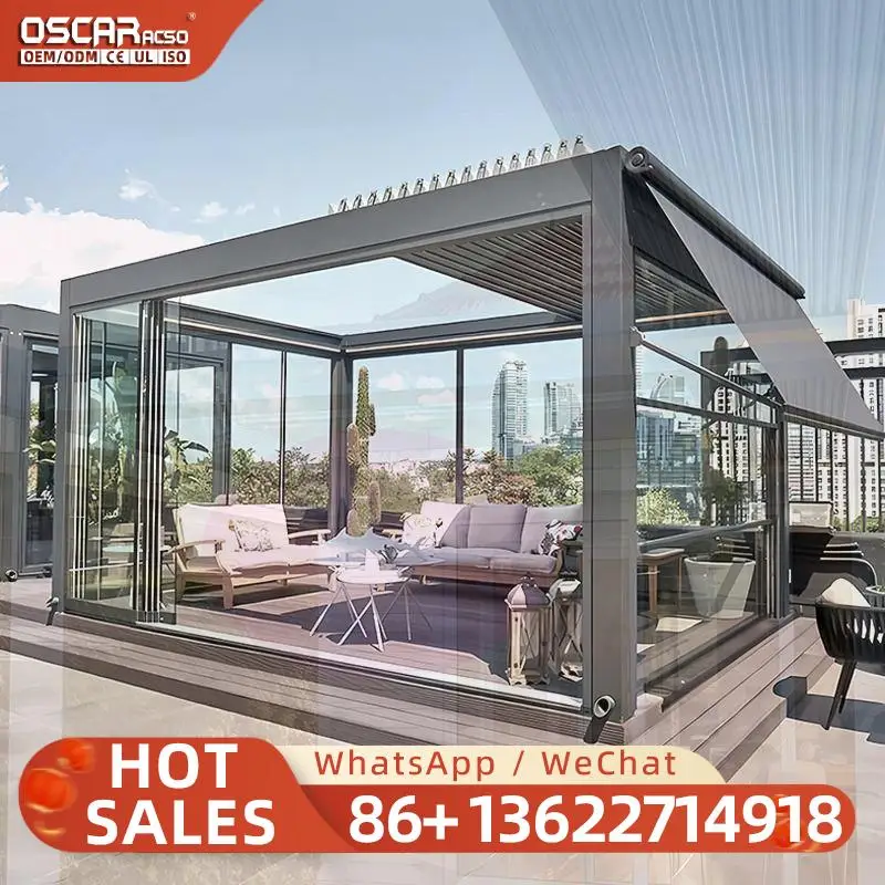 Gazebo Bioclimatica Louvered Waterproof Outdoor Garden Motorized Electric Aluminium Retractable Roof Pergola pergola
