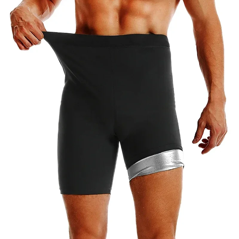 Pantalones cortos de sudoración para hombre, moldeador de cuerpo para quemar grasa, entrenador de cintura alta, ropa moldeadora adelgazante,