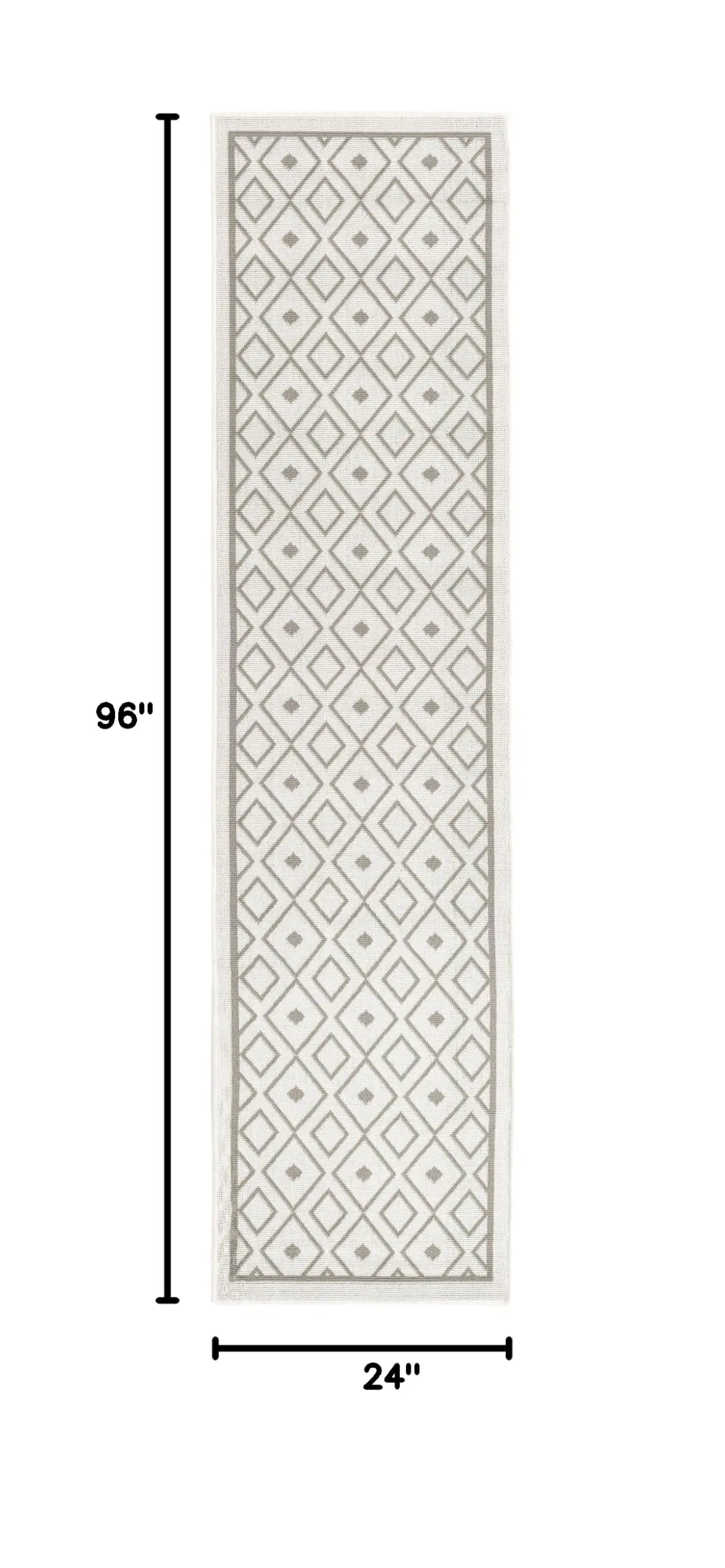 Outdoor Lattice Rug – 8 Ft Runner Ivory Washable Indoor/Outdoor Rug – Perfect for Patios, Decks, Porches, and