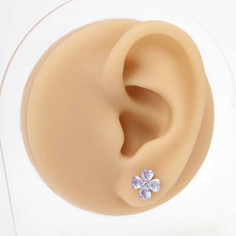 Women Cute Butterfly & Heart Earrings, Sparkling Inlaid Cubic Zircon, Medical Grade Stainless Steel Party Piercing Jewelry